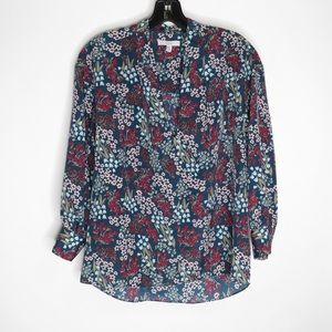 Joie teal floral print blouse XS